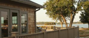 Exterior Side view of the Hingham Community Space and Bath house.