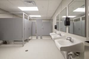 Interior picture of bathrooms in modular classroom units