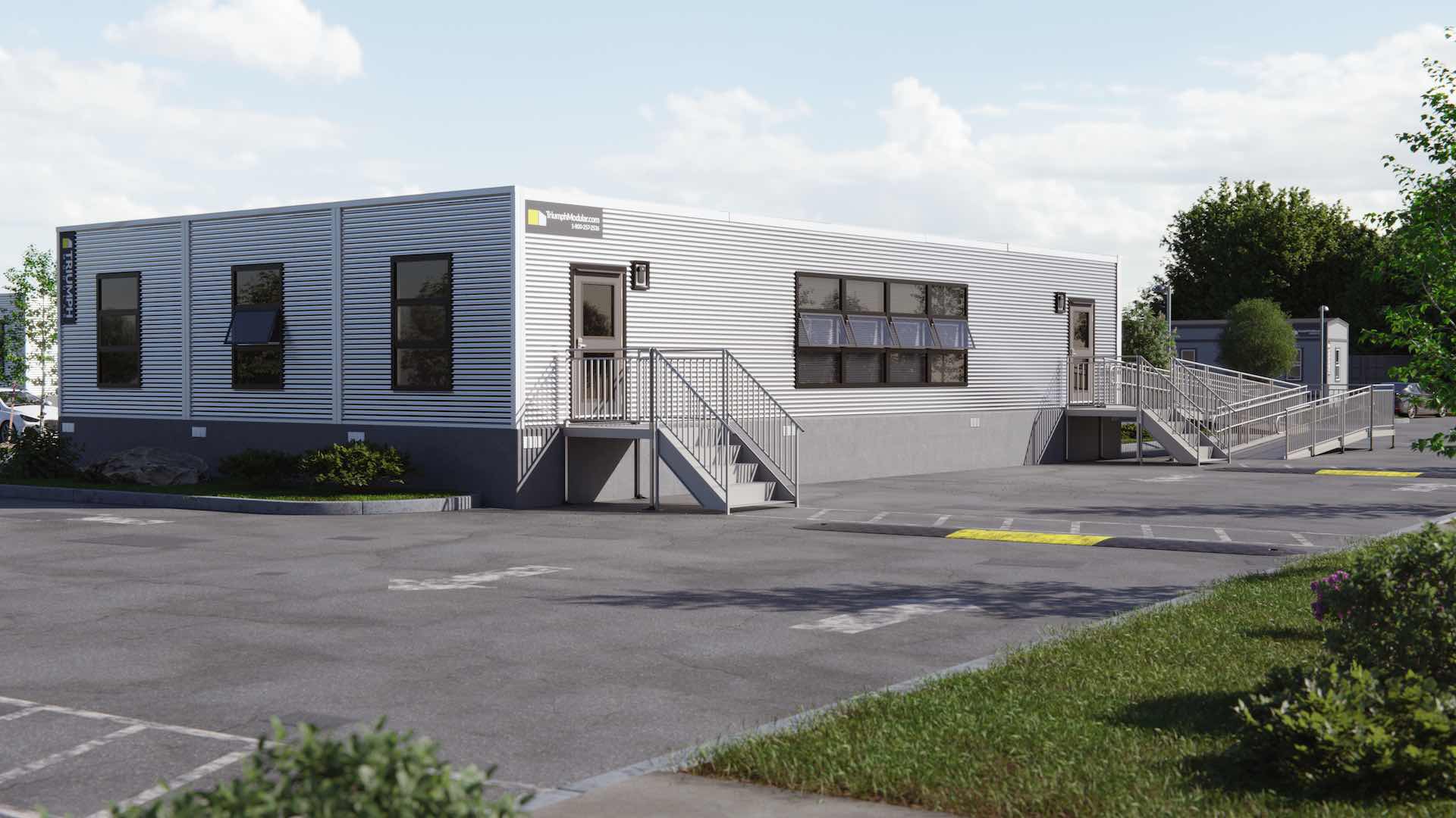 Silverline Modular Building three piece building exterior view.
