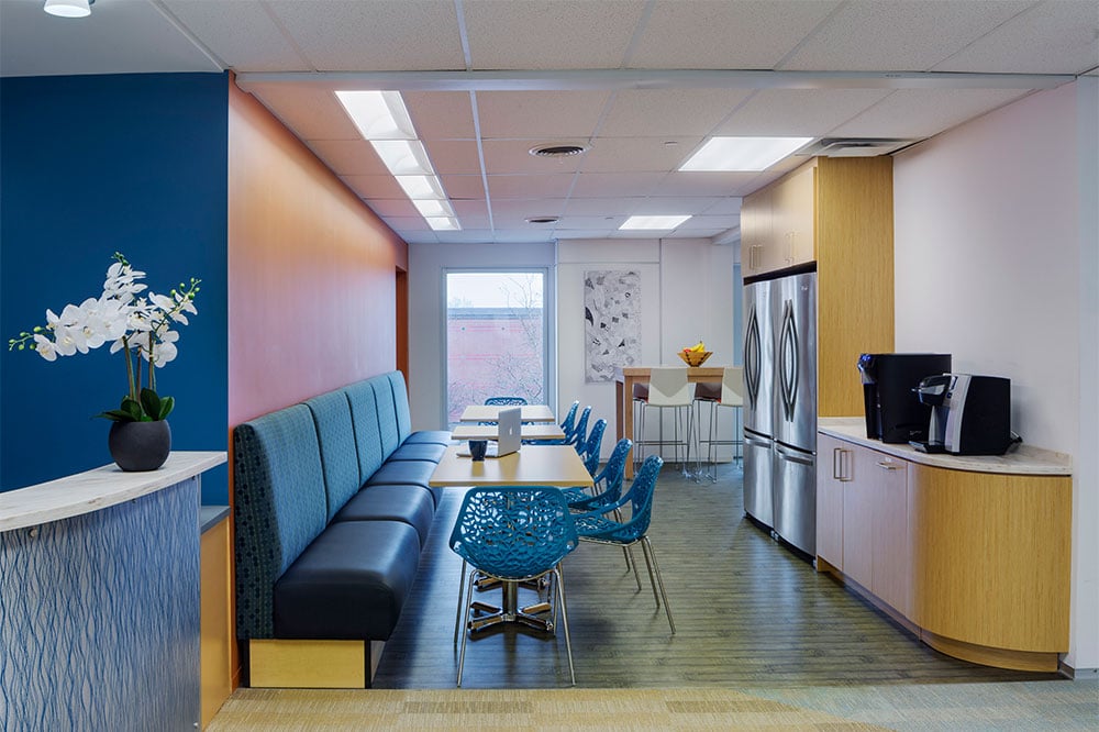 Tufts University cafe area in the modular building