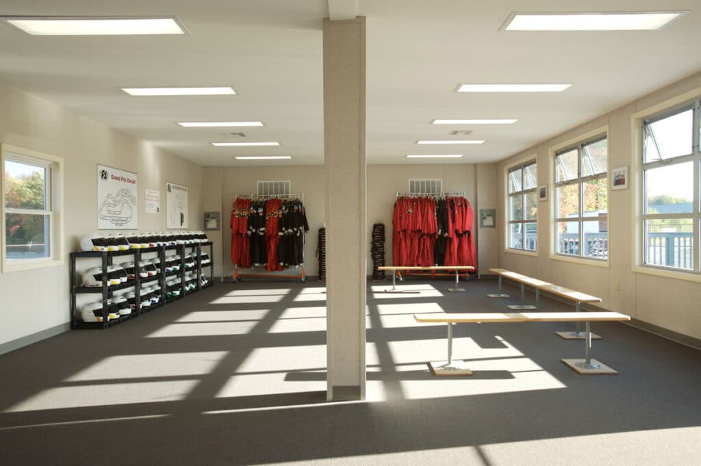 modular retail space for a race car rental facility